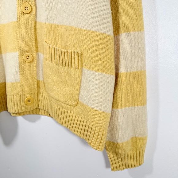 Patagonia Yellow Boxy Rib-Knit Recycled Wool Blend Sweater Cardigan Jacket Large - Picture 7 of 15